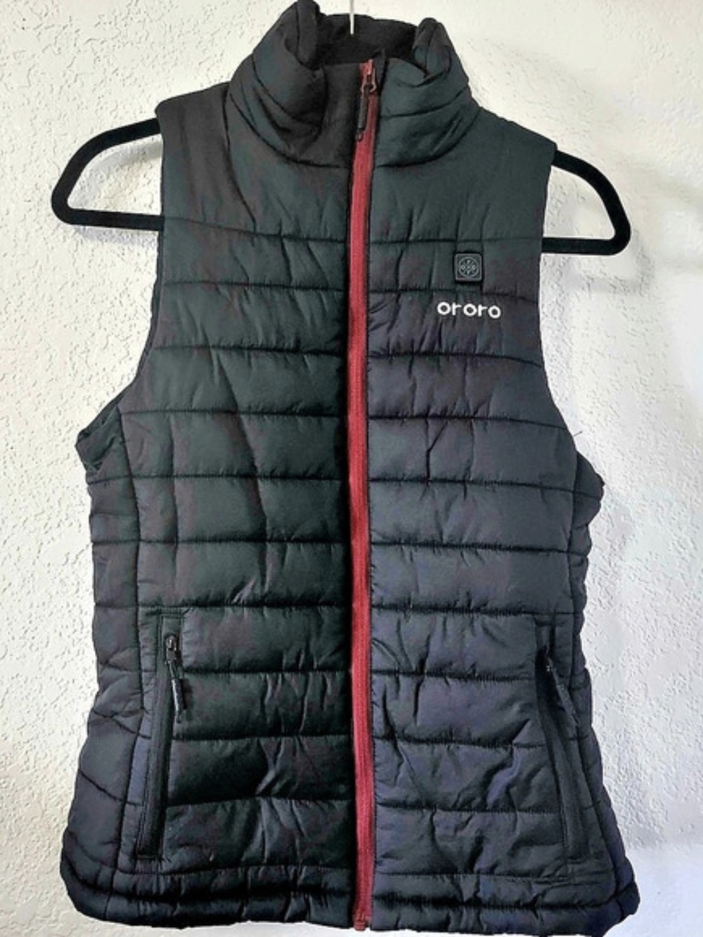Ororo Heated Vest Puffer Jacket Full Zip Men's Small Black Quilted W/ Battery